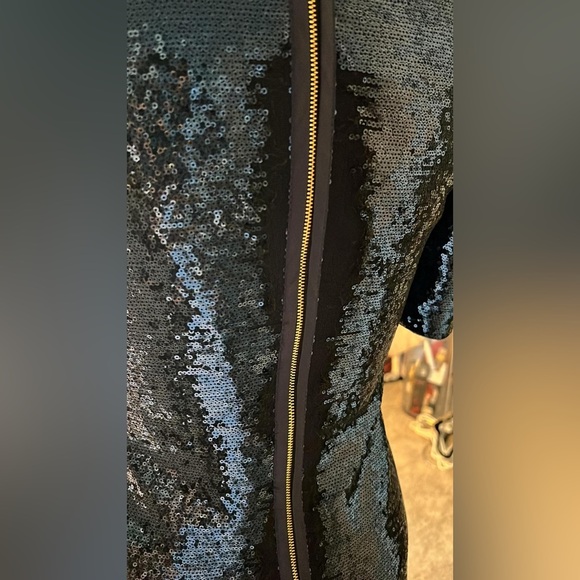 Camilla and Marc Navy Sequin Dress - Quarter Sleeve - Knee Length - Picture 7 of 10